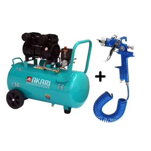 Akari 50L Air Compressor 1.5HP Oil-Free with Spray Gun & PU Hose