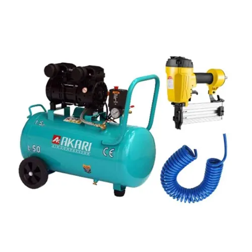 Akari  Oil Free Air Compressor with 50L 1.5HP combo Brad Nailer & PU Pipe