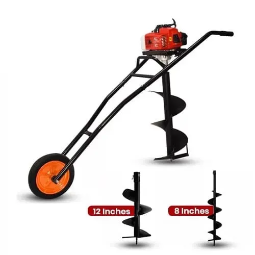 Balwaan 63CC 2Stroke Trolley Earth Auger Machine with 8inch & 12inch Auger Bit