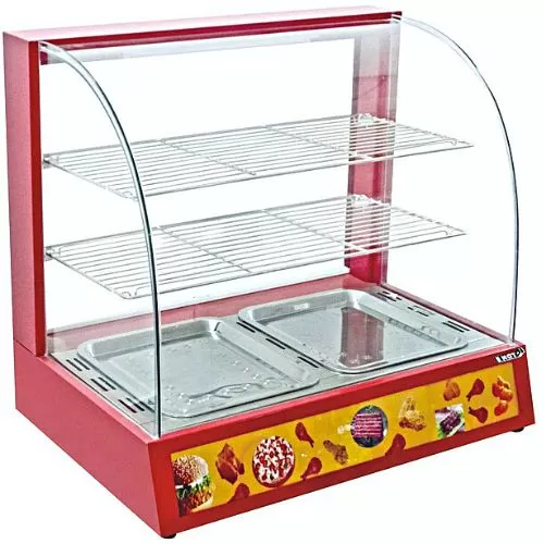 Curved Glass Commercial Food Warmer Showcase 2 Feet