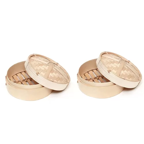 Airdue Set of 2 Round Bamboo Momos Steamers