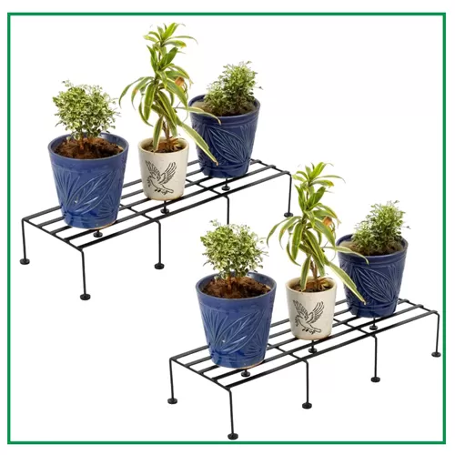 CINAGRO Anti Rust Rectangular Metal Plant Stand (Pack of 2)