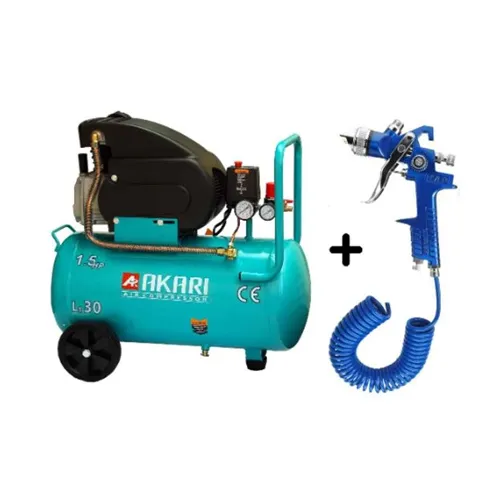 Akari 30L 1.5HP Air Compressor Kit with  Spray Gun & PU Pipe