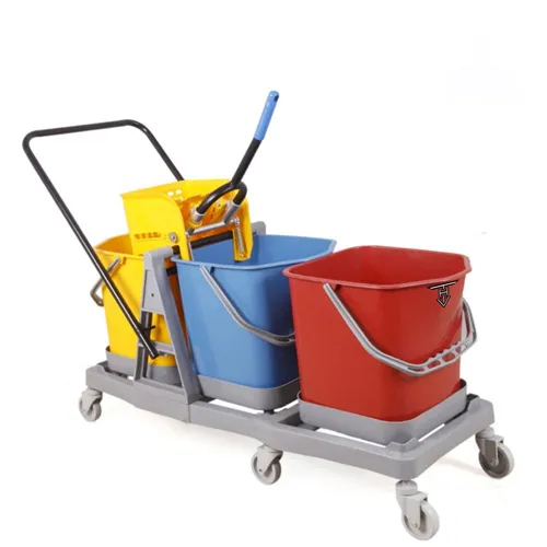 60 Liter Triple Bucket Mop Wringer Trolley