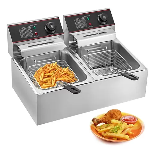 Heavy Duty  Stainless Steel Double Deep Fryer 6+6 Liters